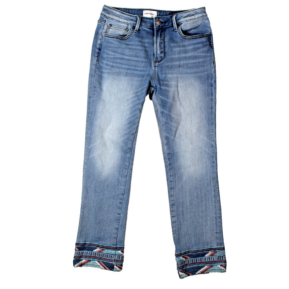 Driftwood Colette Jeans Womens 27 Cuffed Southwestern Boho Denim Western Rodeo - Picture 1 of 11